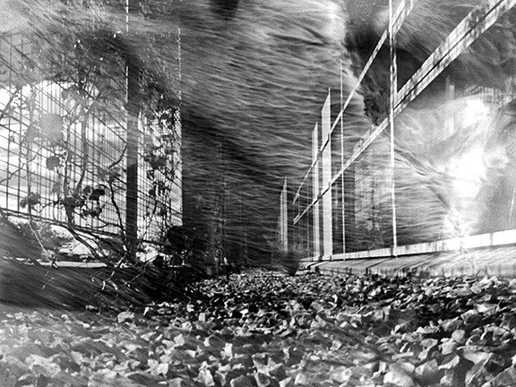 Rock Garden, solarized 8x10 pinhole negative